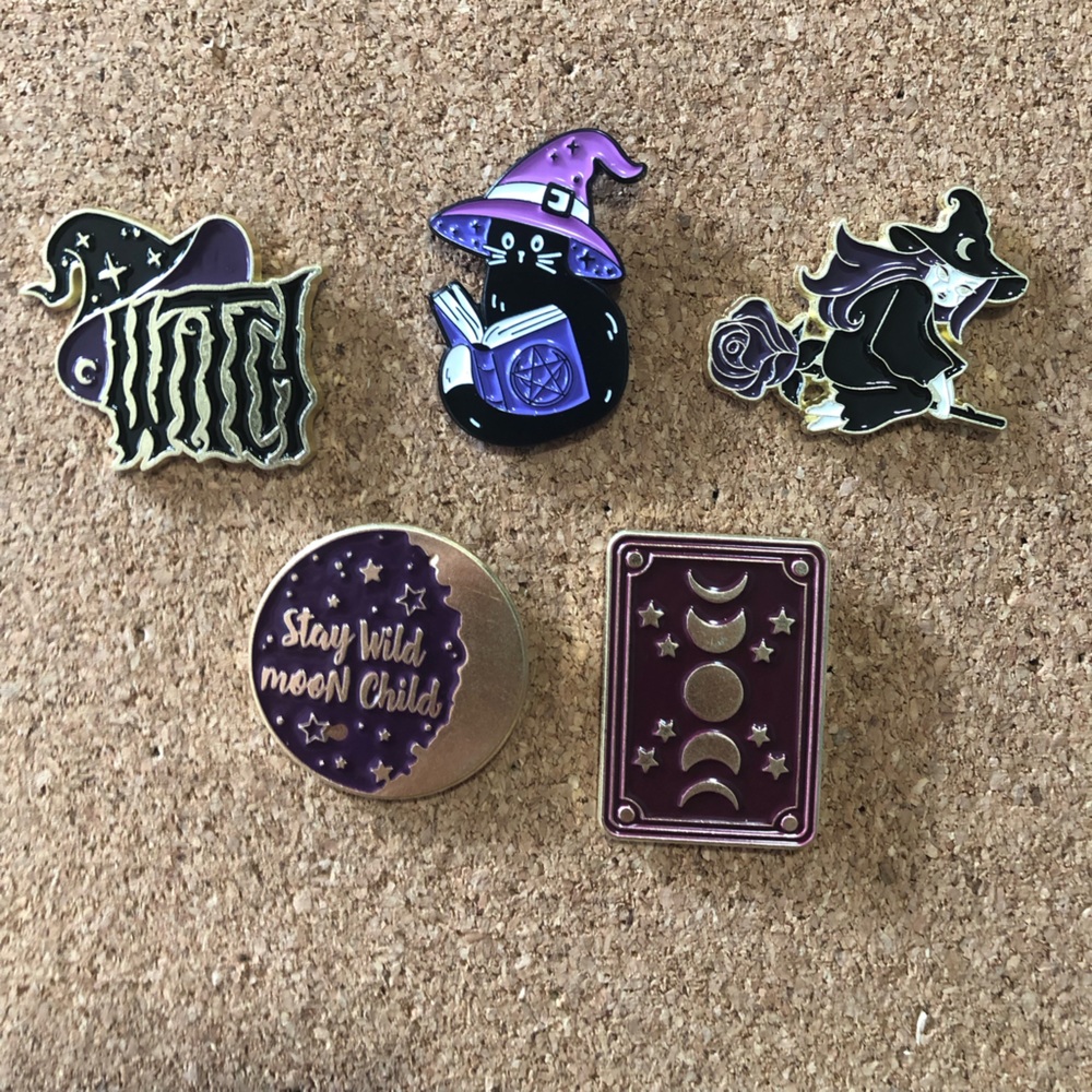 3/$40 Witch enamel pins - moon